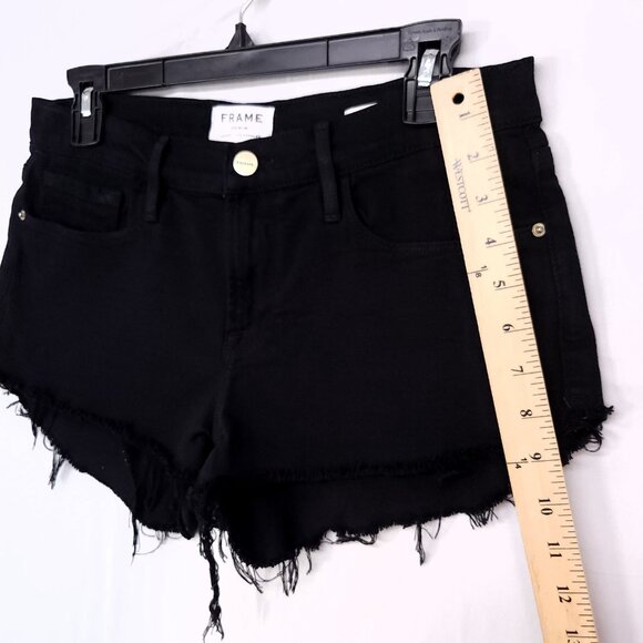 Frame Le Cut Off Shorts Women 26 Raw Hem Distressed Black Denim Ho Pants - Picture 7 of 10